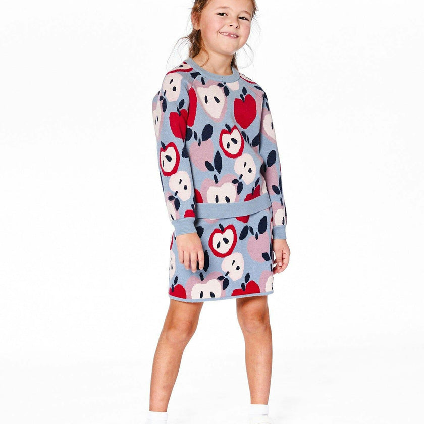 Knit Skirt with Apple Heart Jacquard
