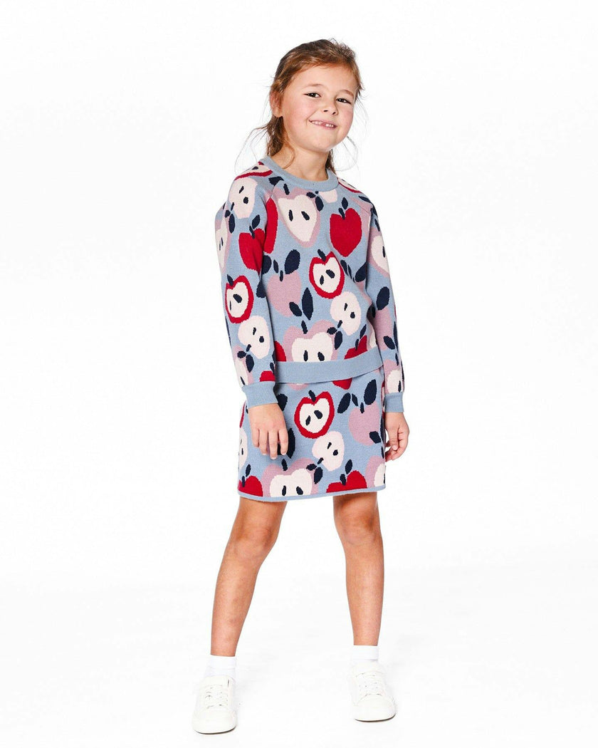 Knit Skirt with Apple Heart Jacquard