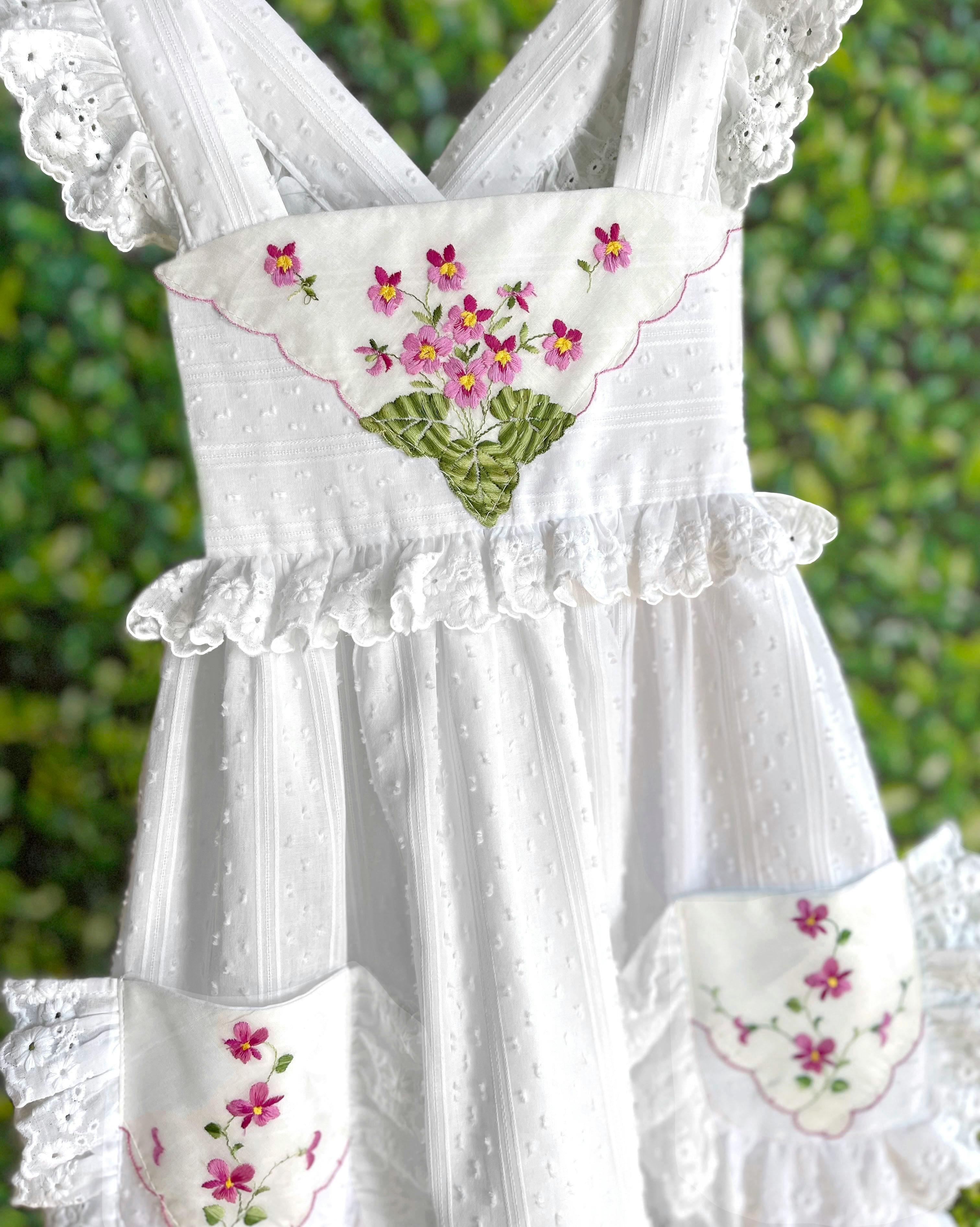 4T Heirloom Handkerchief Dress - Magenta Floral