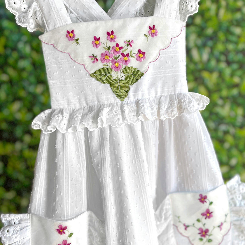 4T Heirloom Handkerchief Dress - Magenta Floral