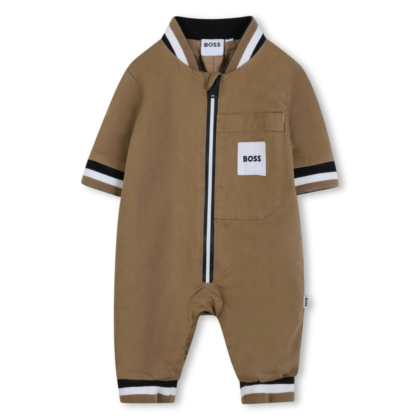 Baby Boys Brown Logo Romper