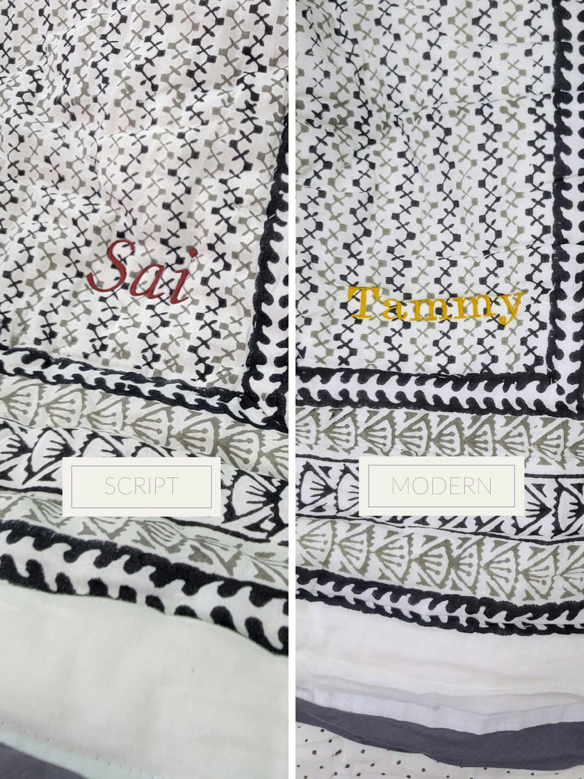 Block-Printed Cotton Crib Quilt
