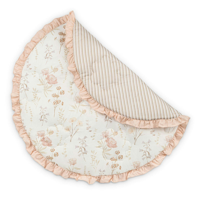Violet Floral Ruffle Cotton Quilted Baby Play Mat
