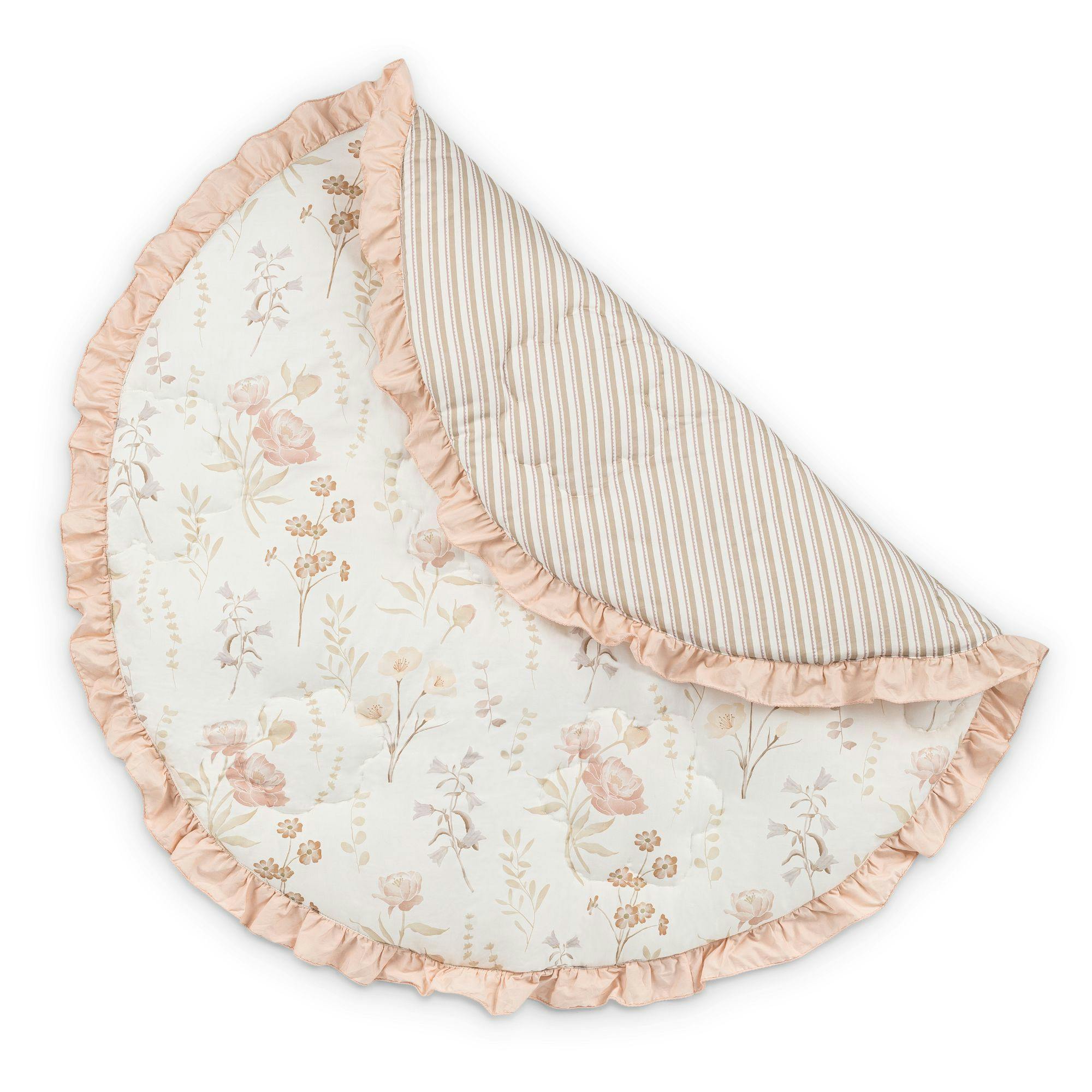 Violet Floral Ruffle Cotton Quilted Baby Play Mat