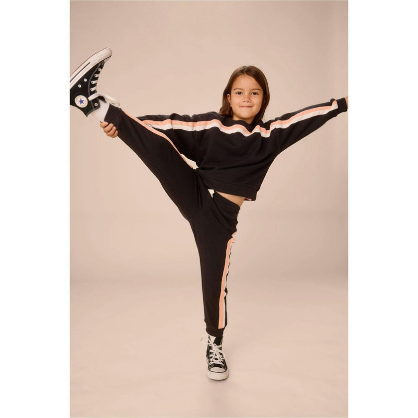 Stripe Easy Fit Joggers, Black