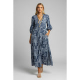 Amalie Women's Kaftan Patchwork Bandana, Navy