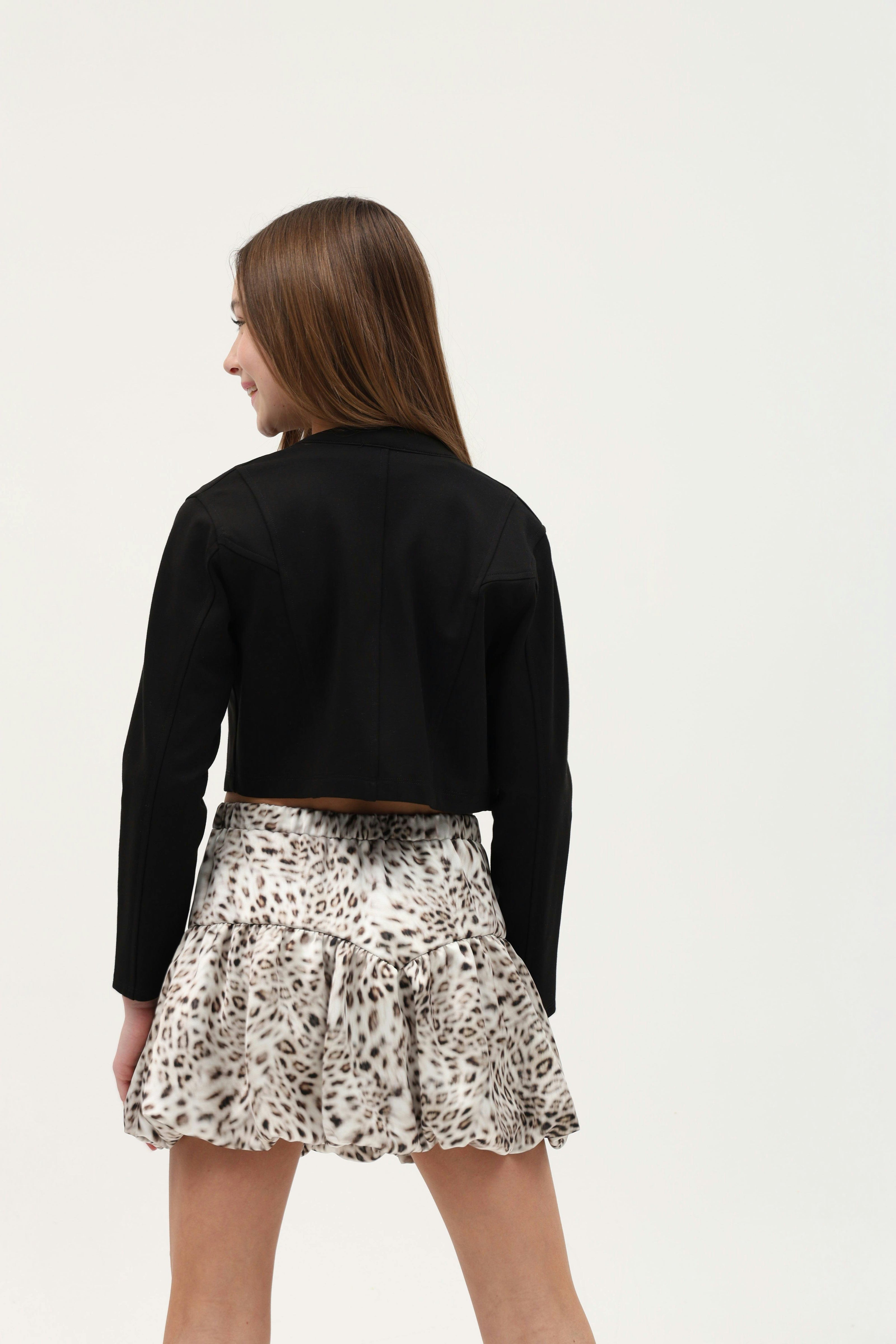 Printed Satin Tiered Bubble Skirt