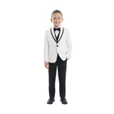 Cream-Black Trim Shawl Lapel 5 Pcs Tuxedo Set