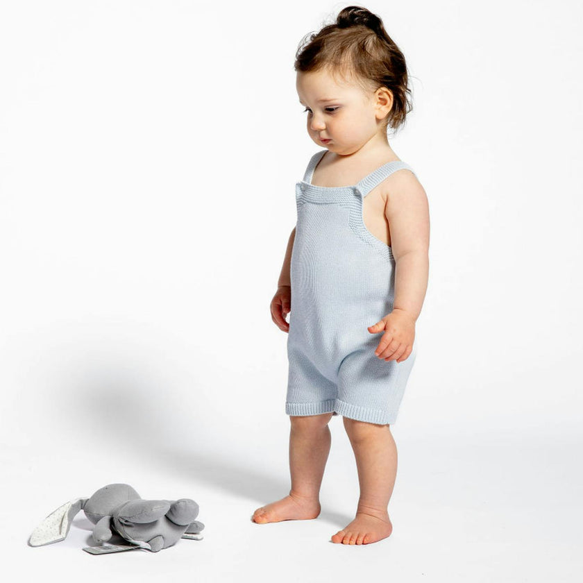 baby blue knit short overall