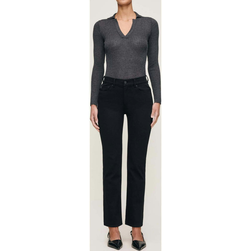 Mara Straight Mid Rise Instasculpt Ankle Jeans  Black