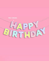 Happy Birthday Banner - pastel iridescent garland