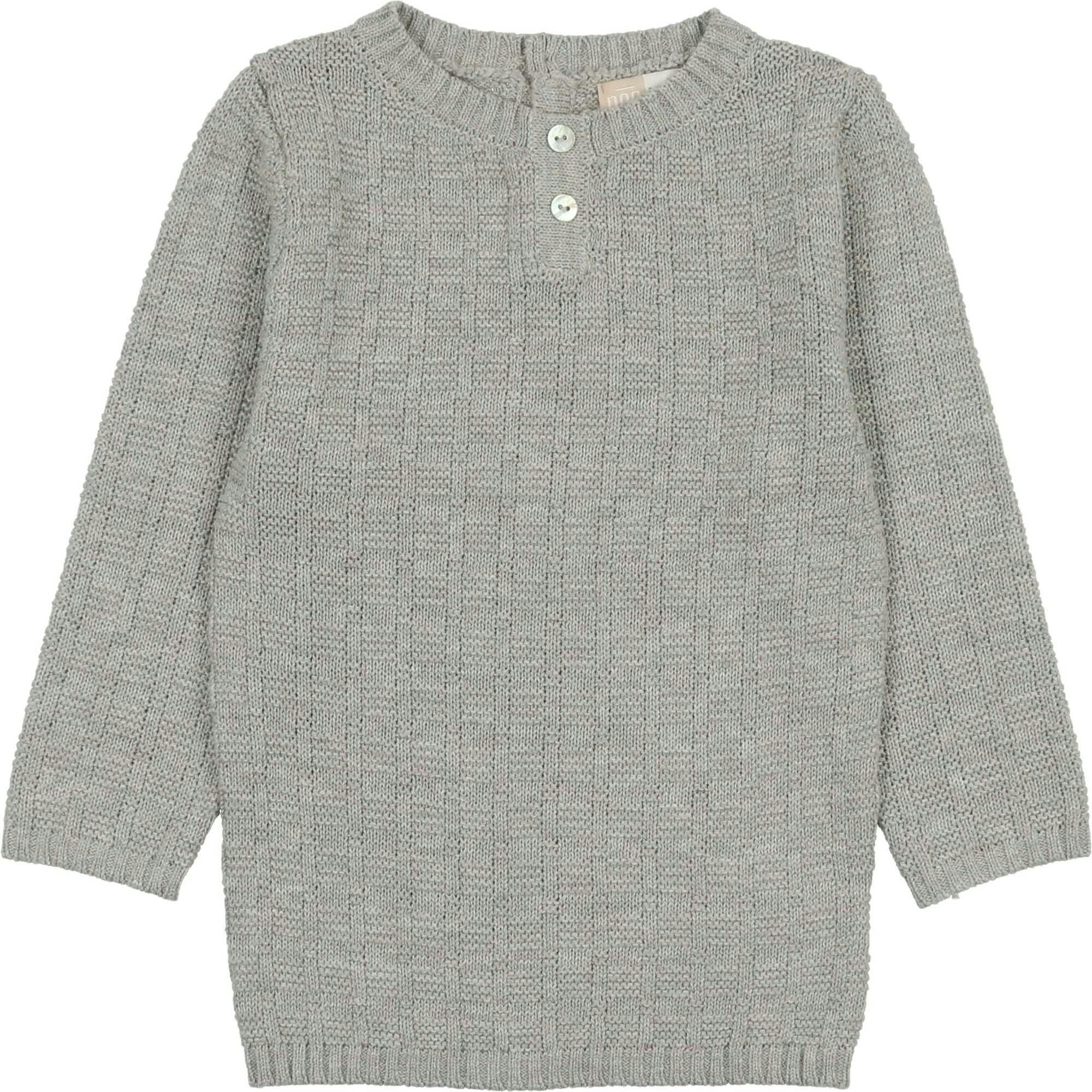 Tiny Tiles Knit Henley Collar Crew Fit Sweater