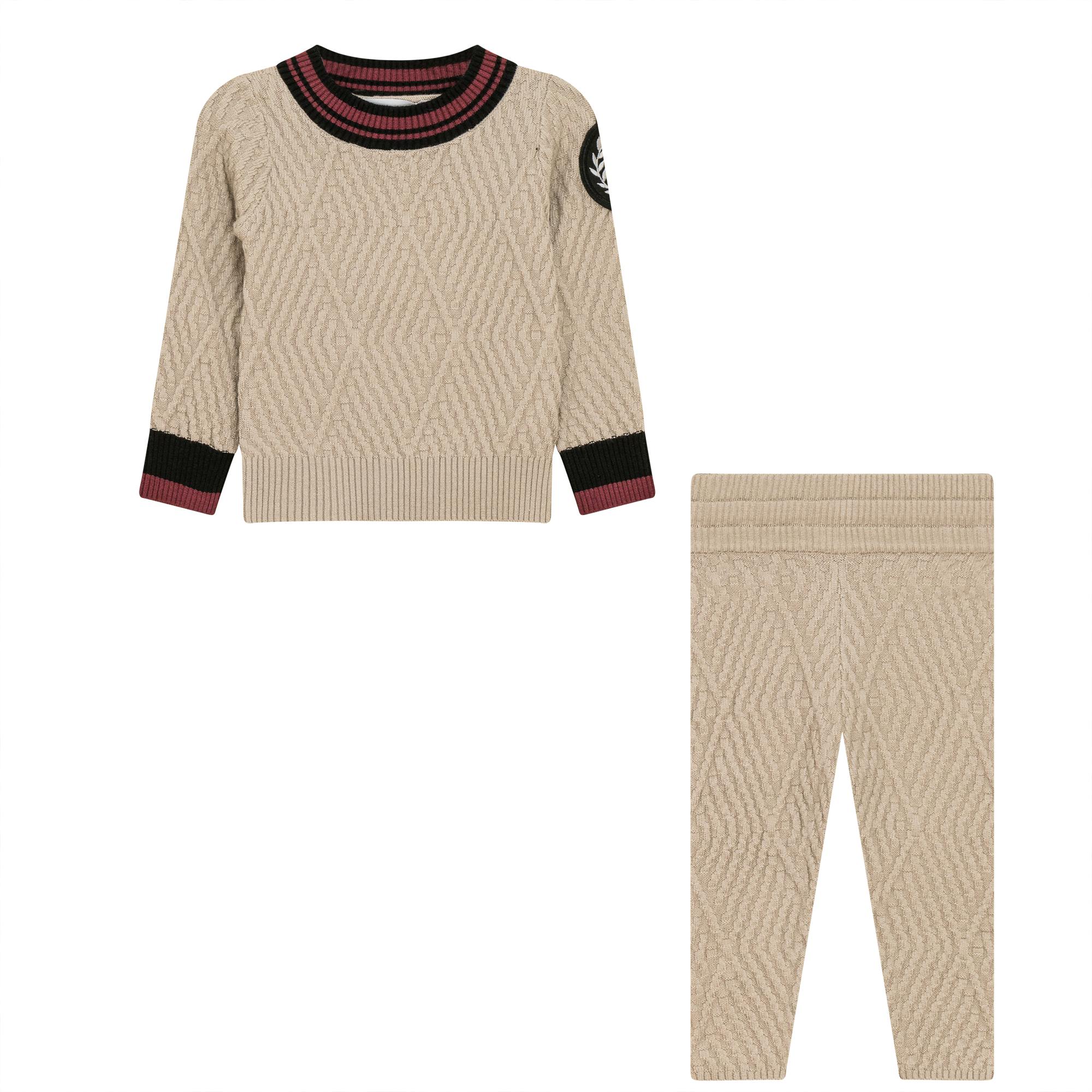 Diamond Knit Textured Elastic Waist Top and Leggings Two Piece Set