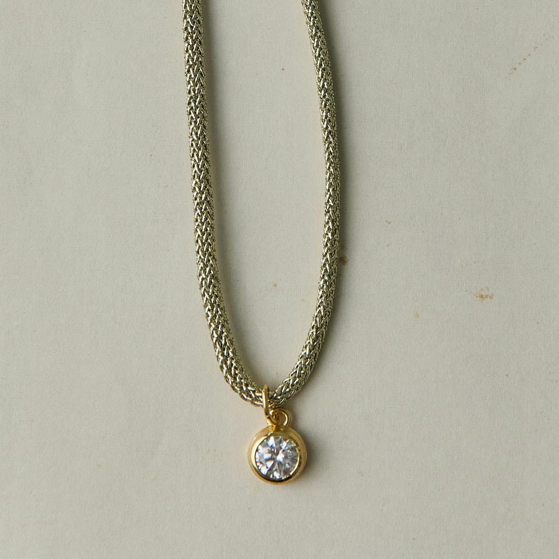 Gold Lurex Necklace Cord with Bezel Charm