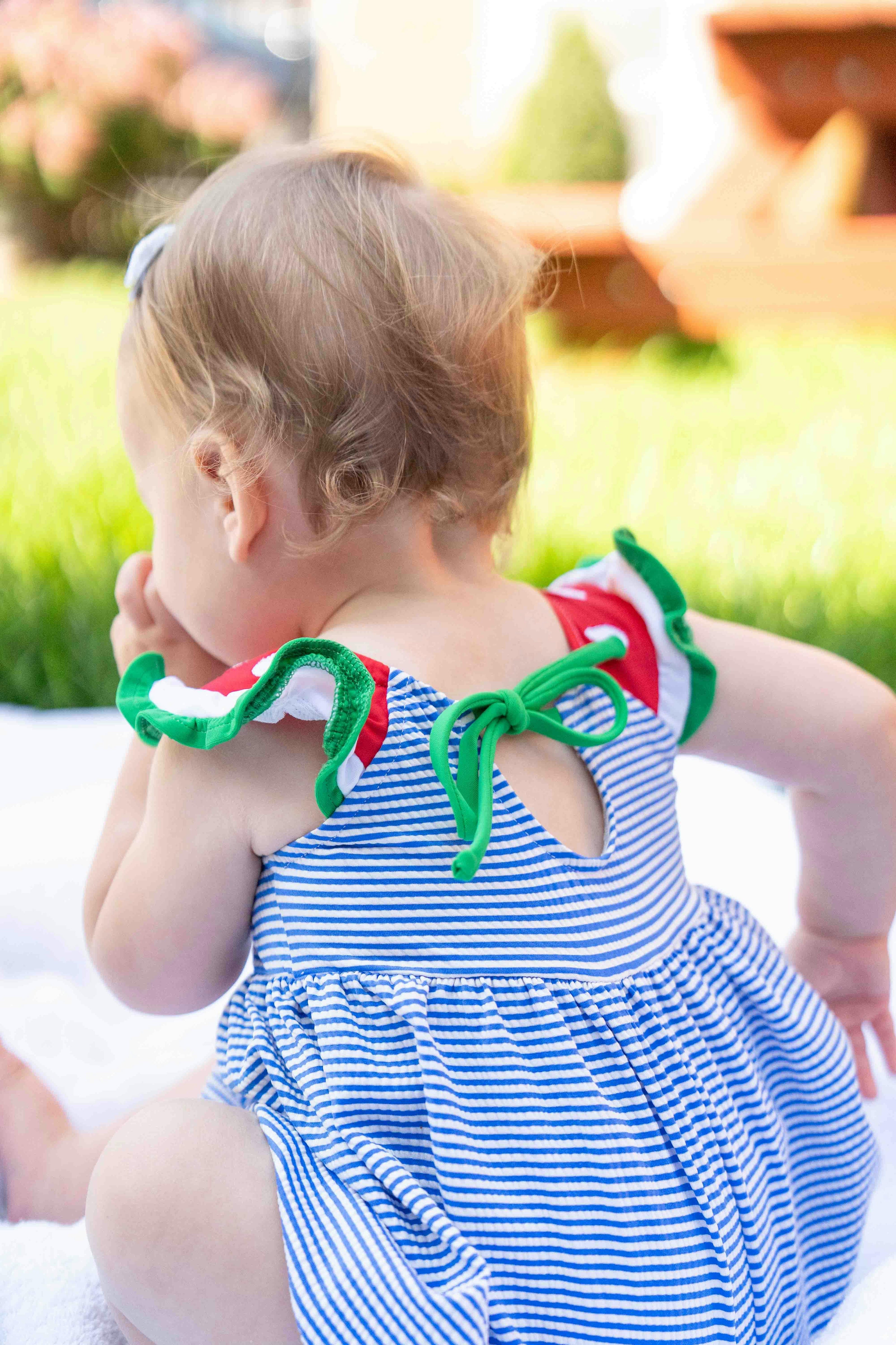 Seersucker Swimsuit With Watermelon