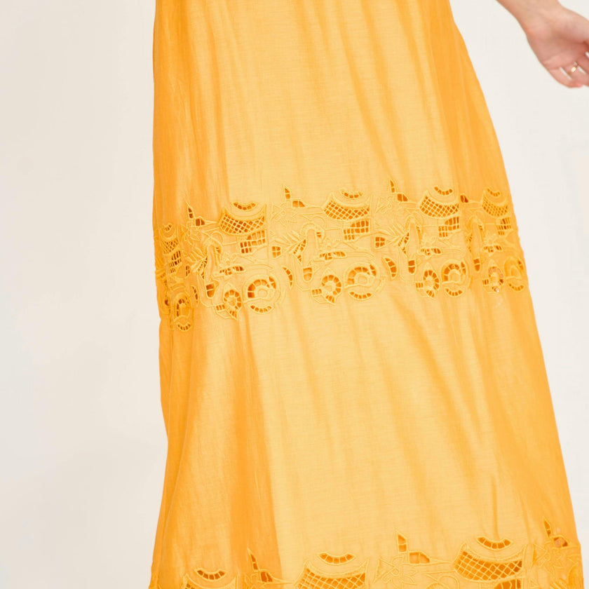 Ilio Dress in Marigold Embroidered Deco