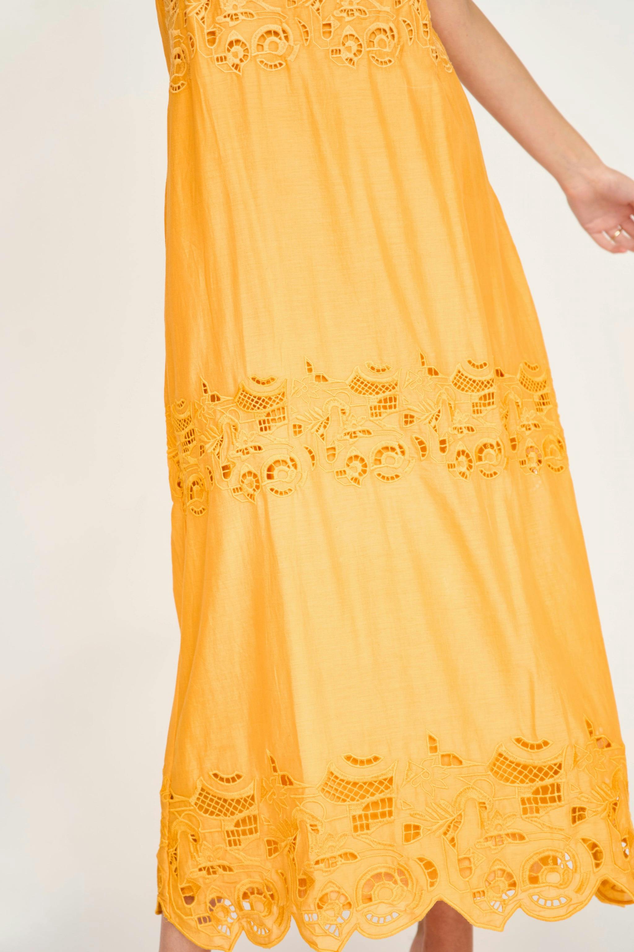 Ilio Dress in Marigold Embroidered Deco