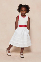 Mini Lisbon Dress in Ivory & Firework Red