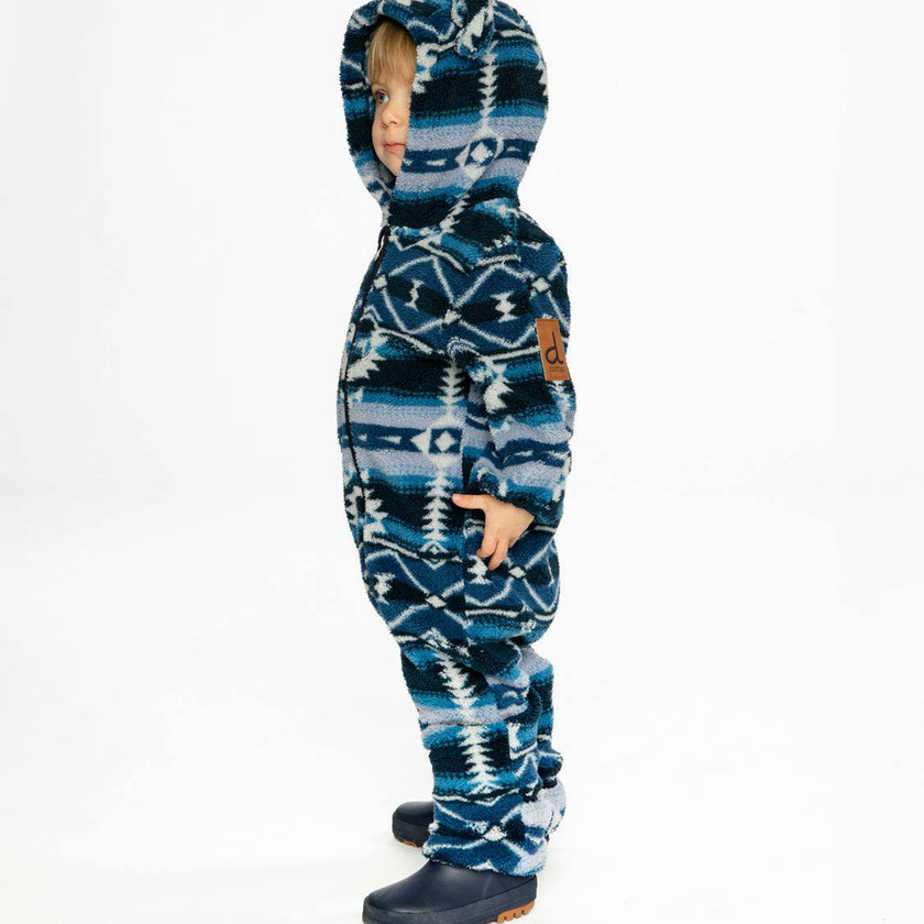 Baby Mid-Season Plush One-Piece Outerwear Aztec Blue