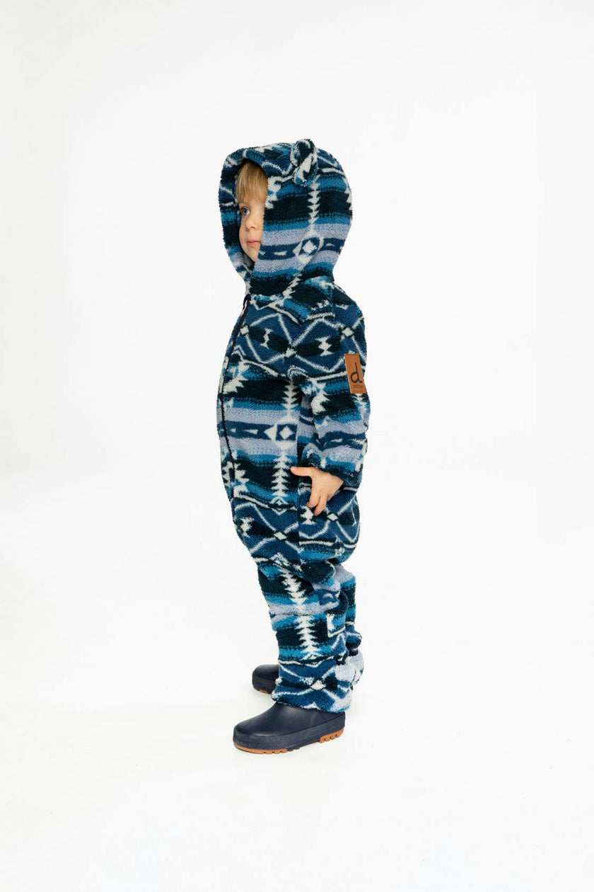 Baby Mid-Season Plush One-Piece Outerwear Aztec Blue