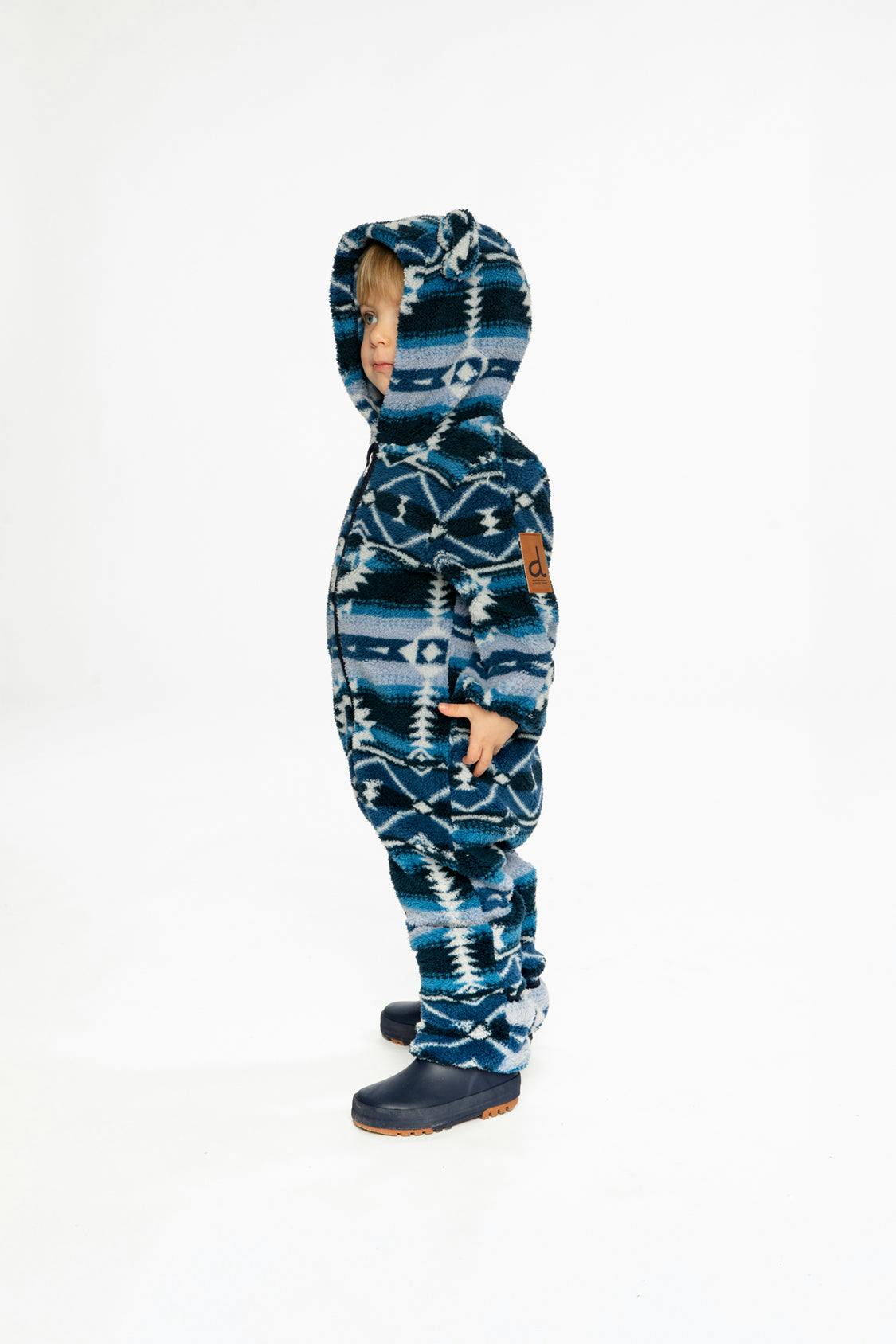Baby Mid-Season Plush One-Piece Outerwear Aztec Blue