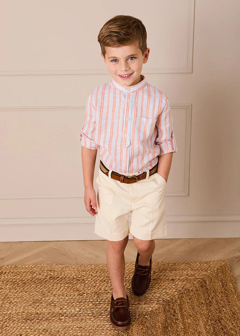 August Stripe Mao Collar Shirt in Orange (18mths- 10yrs)