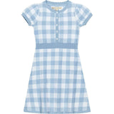 Organic Short Sleeve Button Front Sweater Dress, Blue