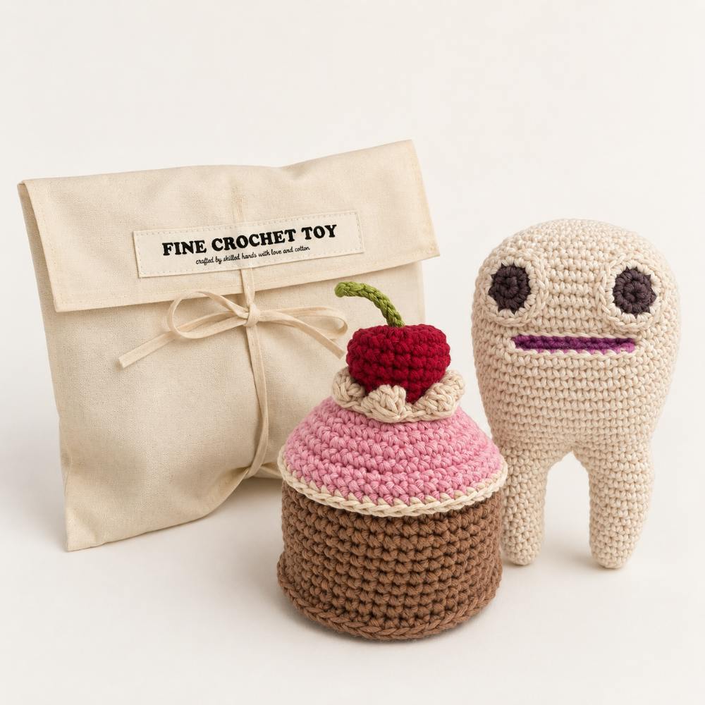 Sweet Tooth Gift Box 🦷 100% organic cotton crochet rattles