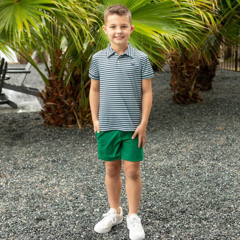 Match Point Polo in Huntington Green & Navy Stripe