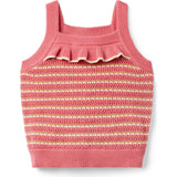 Striped Ruffle Sweater Top, Pink