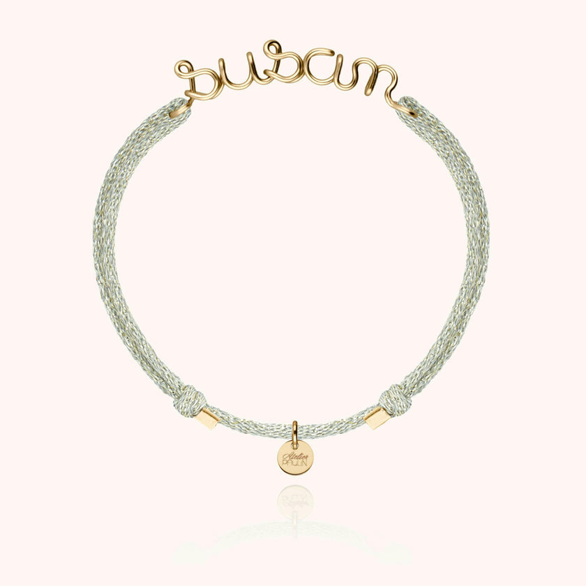Personalized Lurex Cord Bracelet, Yellow Gold-Filled