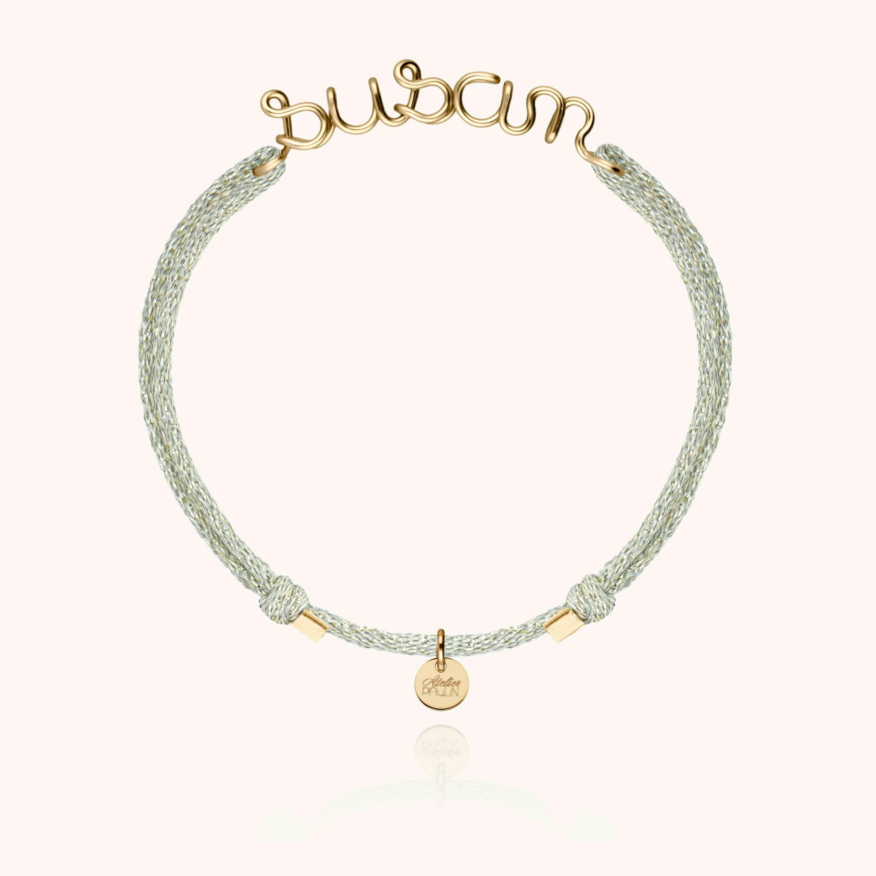 Personalized Lurex Cord Bracelet, Yellow Gold-Filled