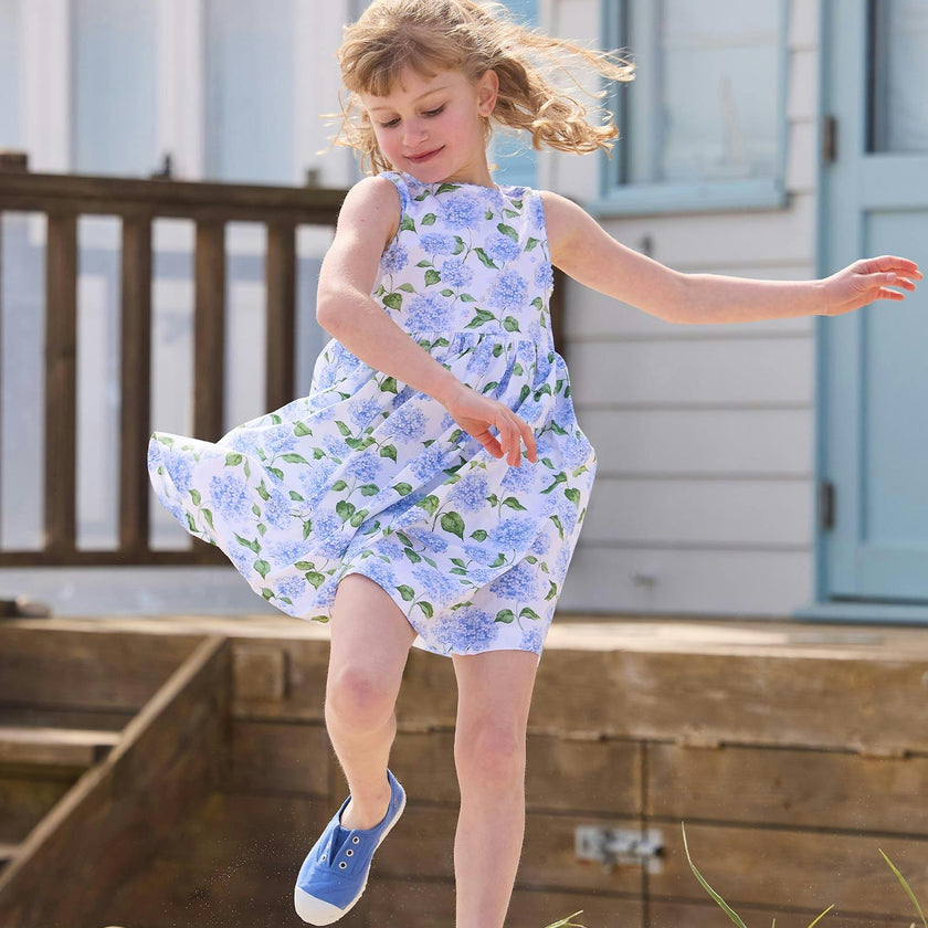 Adelina Summer Dress in Pale Blue Hydrangea