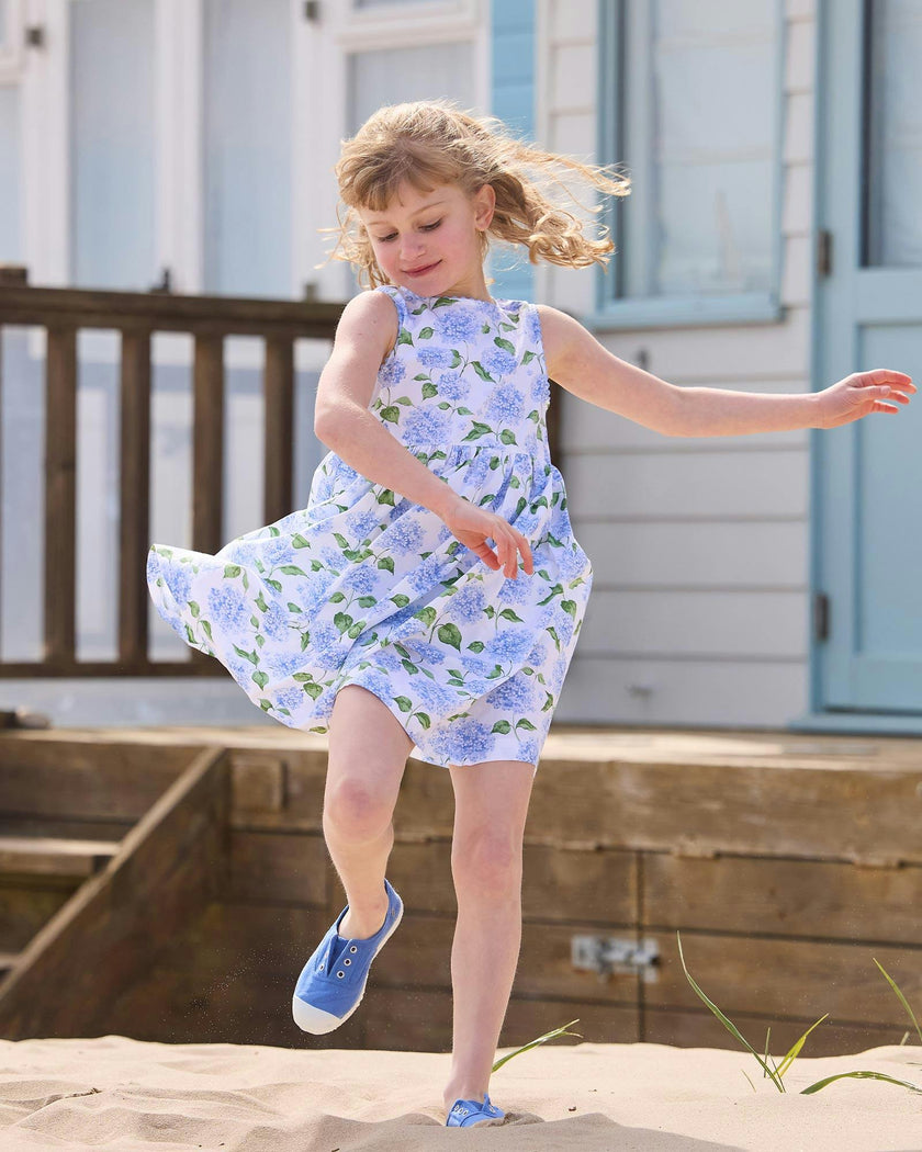 Adelina Summer Dress in Pale Blue Hydrangea