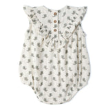 Organic Sleeveless Ruffle Bubble Romper - Poppy