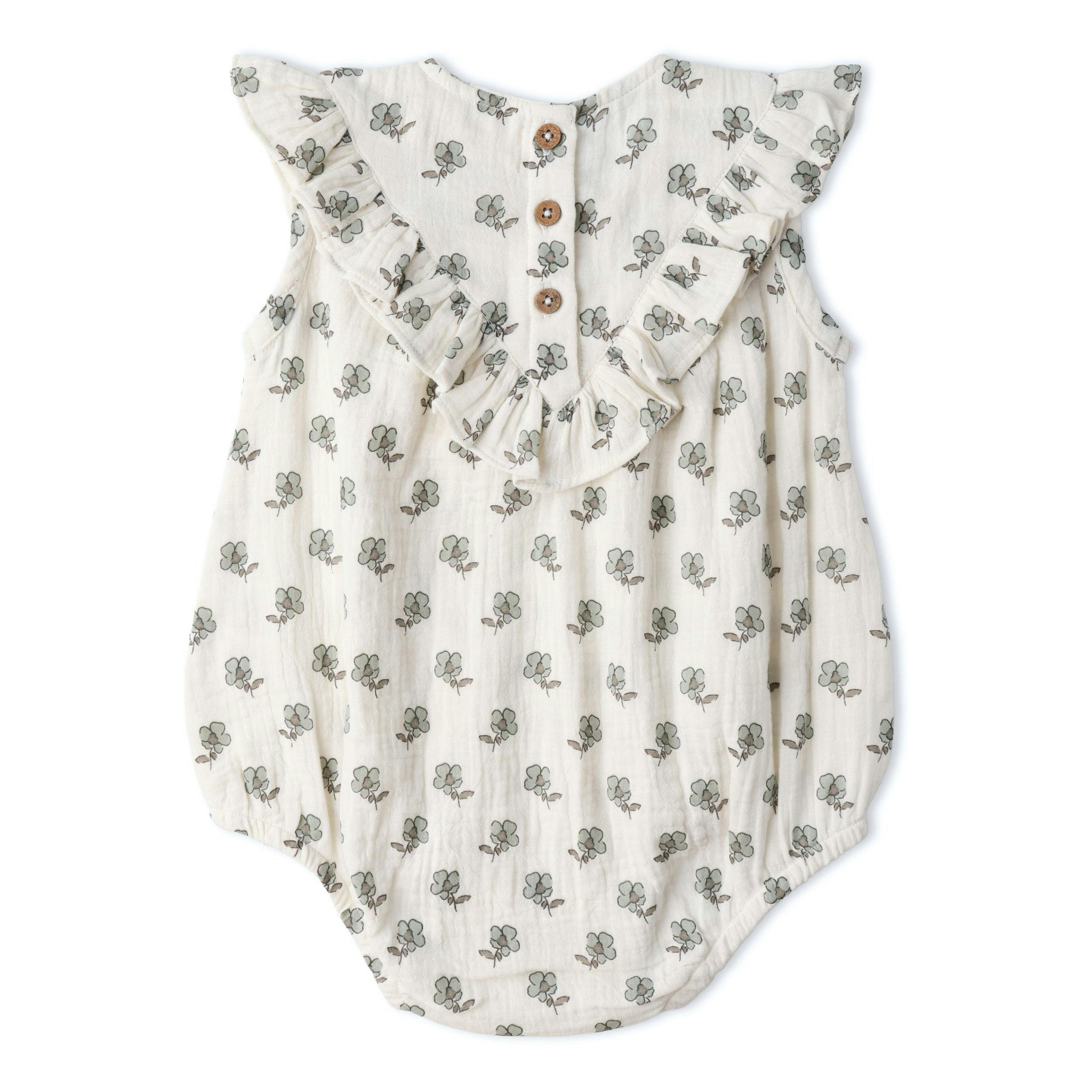 Organic Sleeveless Ruffle Bubble Romper - Poppy