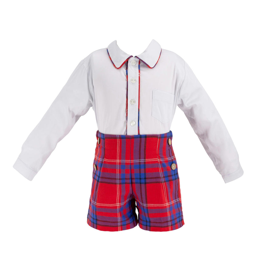 Hayden Long Sleeve Boy Set - Red Plaid