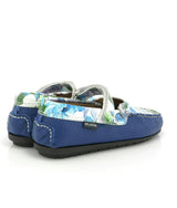 Mary Jane Moccasins, Blue Submarine Printed Leather