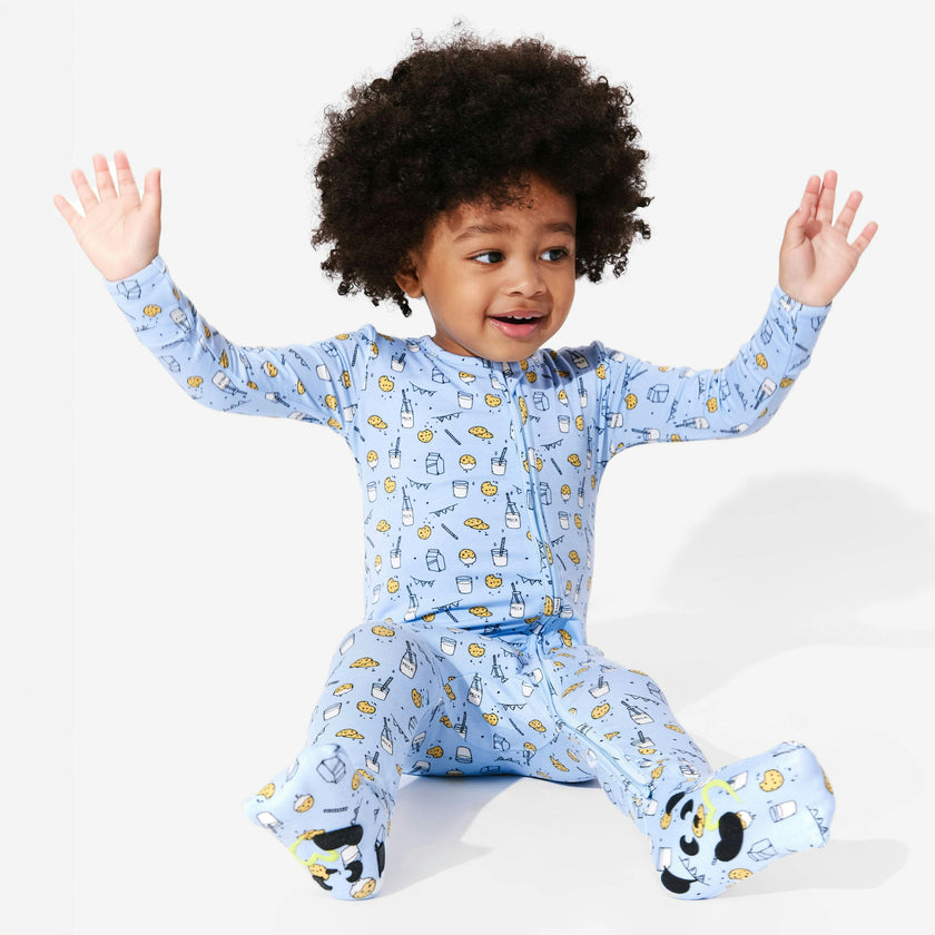 Milk & Cookies Blue Bamboo Convertible Footie