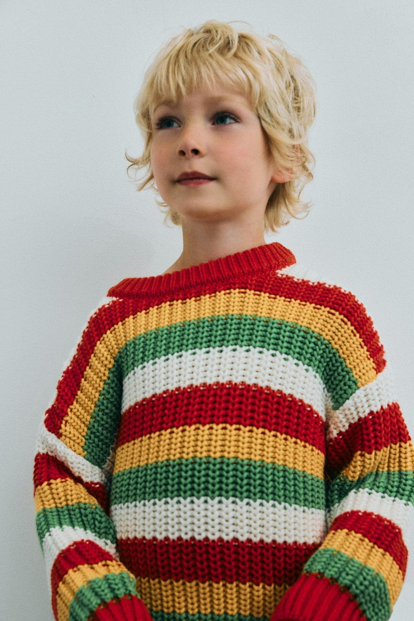 Lantana Jumper Tulip Red Knit Stripes