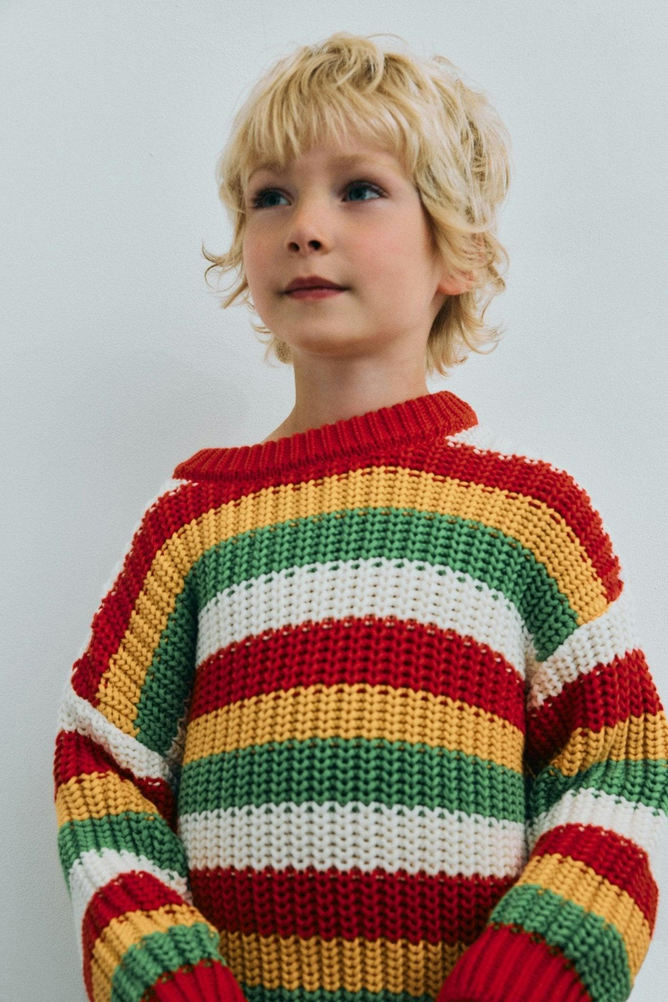 Lantana Jumper Tulip Red Knit Stripes