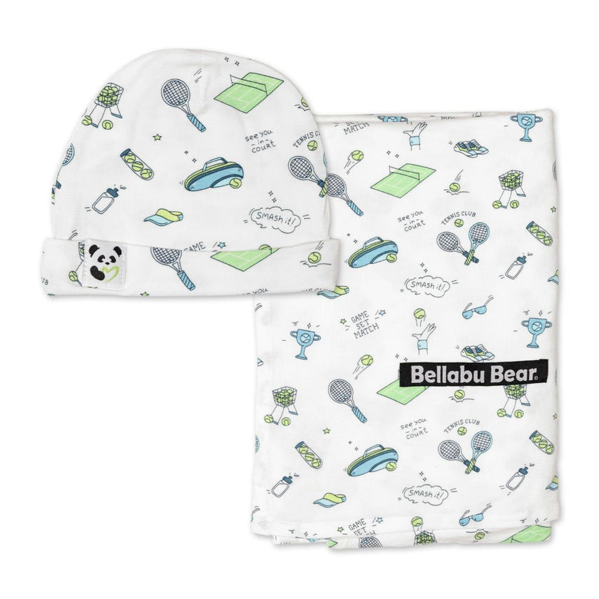 Tennis Bamboo Swaddle & Beanie Set