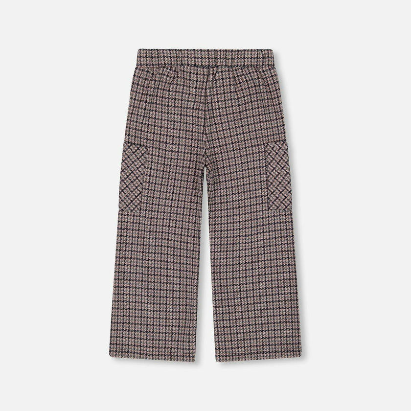 Jacquard Knit Flare Pants with Houndstooth Pattern