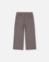Jacquard Knit Flare Pants with Houndstooth Pattern