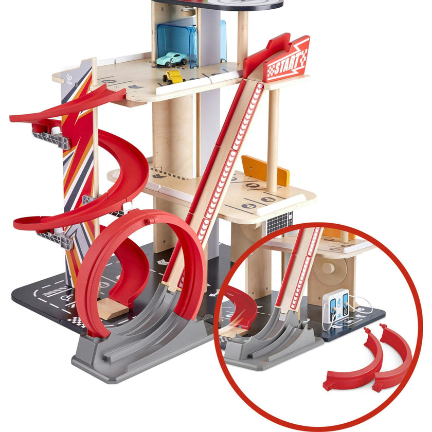 Stunt Garage Wooden High-Rise Car Parking Lot Playset