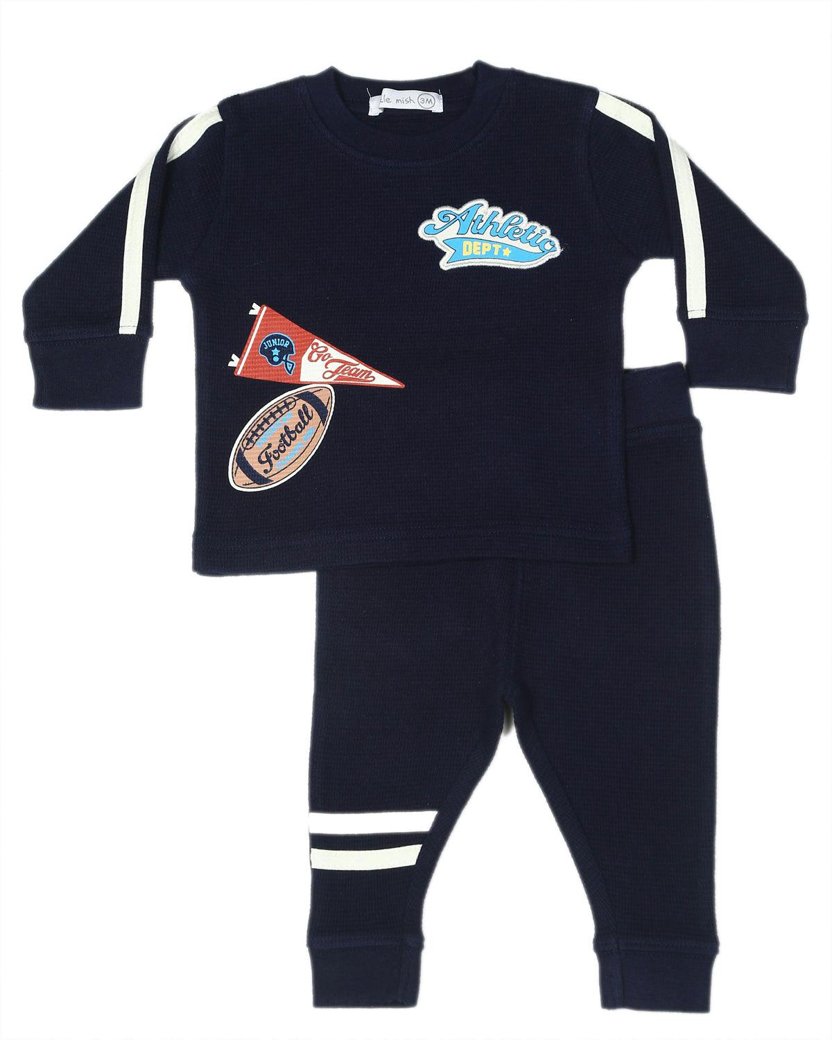 Baby Varsity Football Thermal Set - Navy
