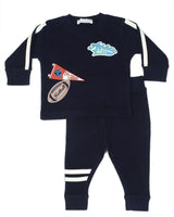 Toddler Varsity Football Patches Thermal Set - Navy