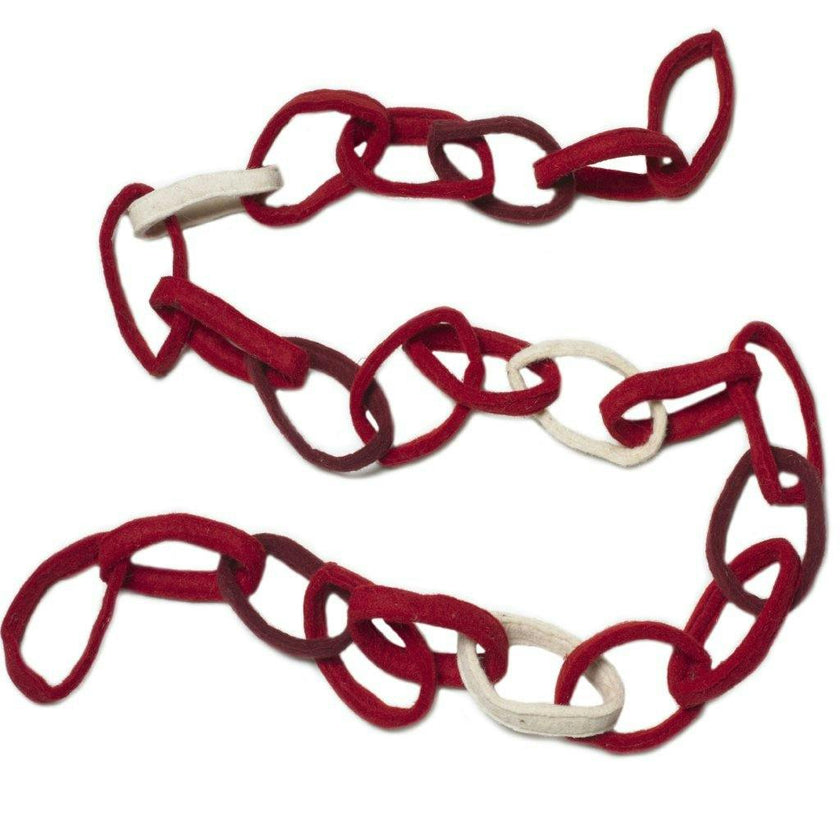 Hand Felted Wool Christmas Garland and Bunting - Loop Chain Red - 6'