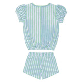 girls tamarin stripe french terry top and short set