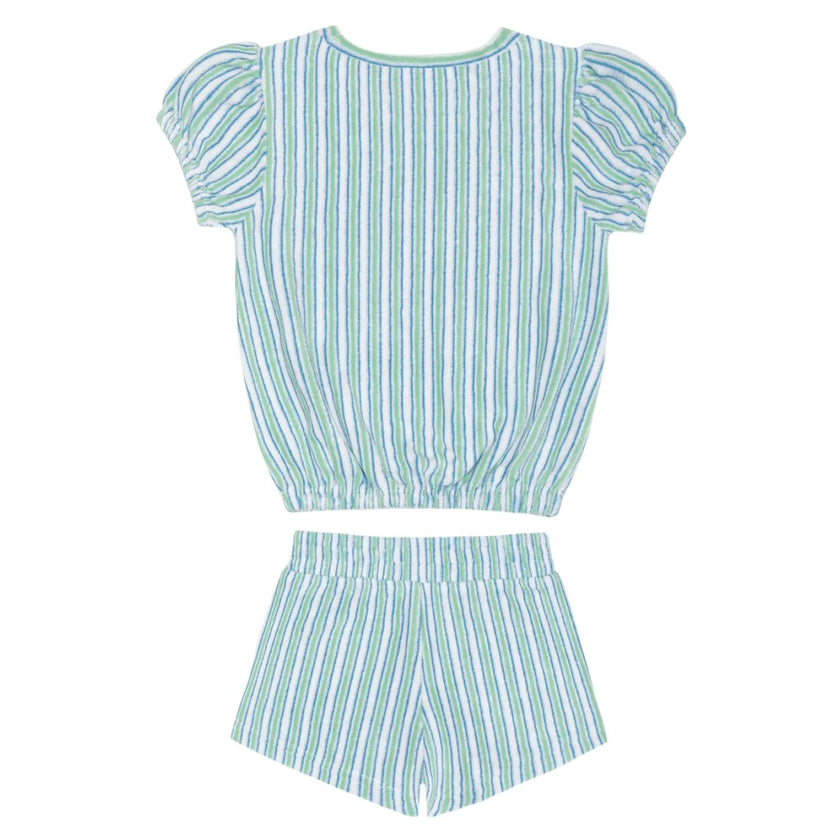 girls tamarin stripe french terry top and short set